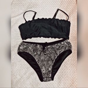 Black & silver sequins bikini